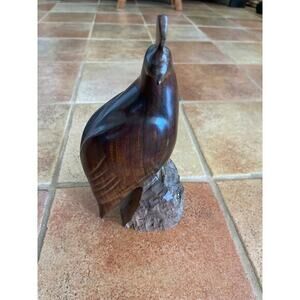 Mid Century Modern Quail Hand
Carved Bird Teak Wood Art
Sculpture Statue
